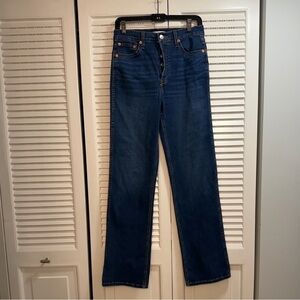 Re/Done Dark Blue Straight Leg Jeans